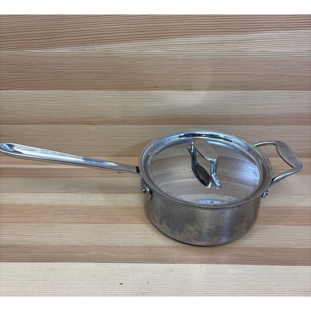 All Clad d5 Made in USA 3 Quart Stainless Steel Sauce Pan Pot - w/ Matching Lid